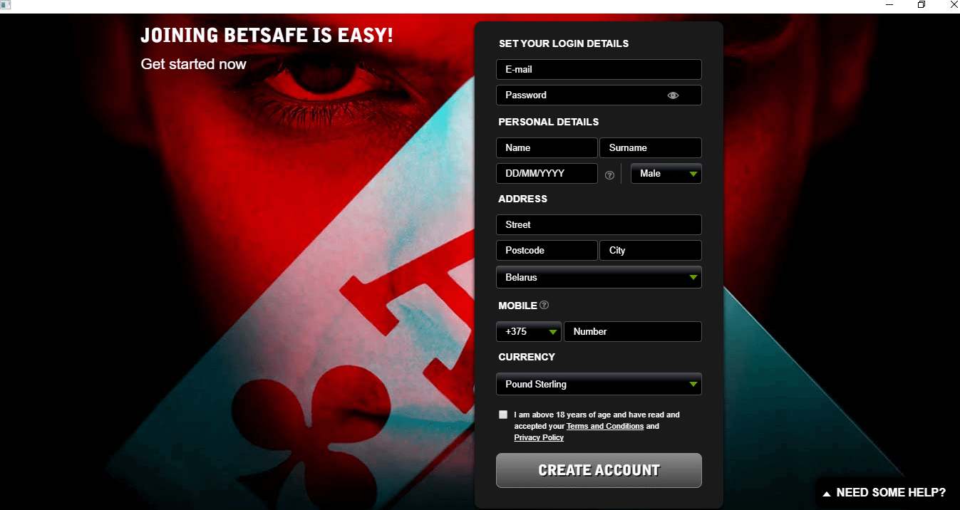 Betsafe регистрация